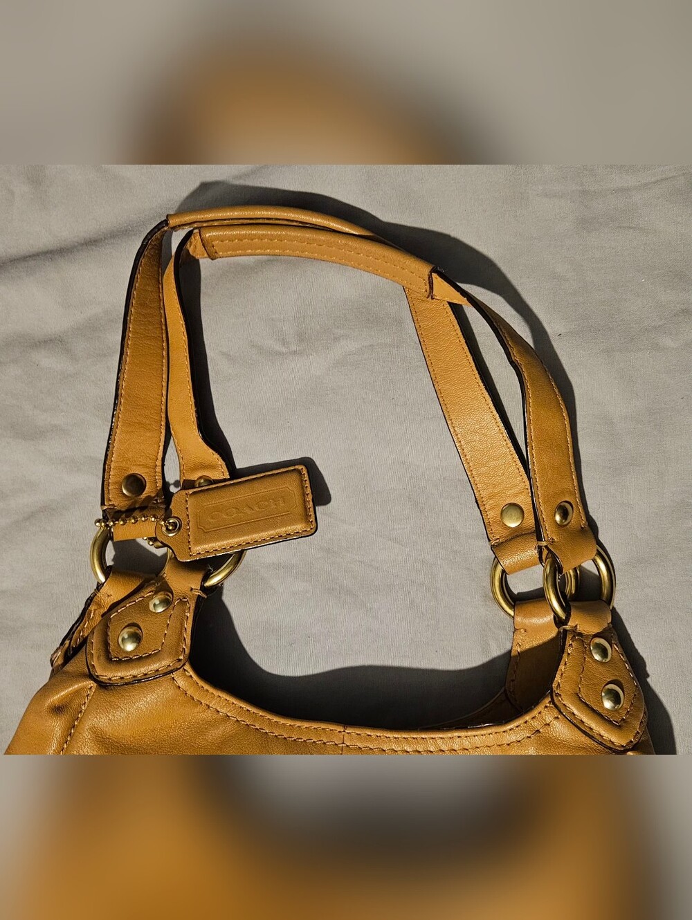 Coach F21926 Ashley Leather Hobo Handbag Shoulder Bag. Tan w/Purple lining. - Picture 14 of 16